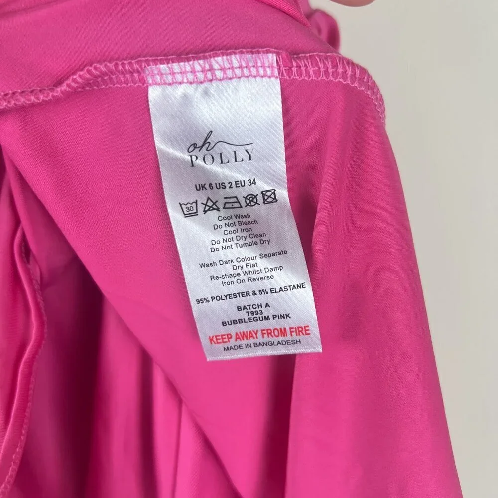 NWT Oh Polly Pink Zosia Slinky Jersey Strapless Plunge Neck Mini Dress - Picture 6 of 7